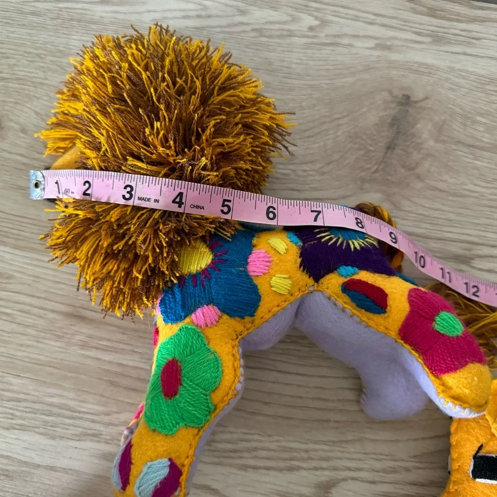 Mexican Folk Art Handmade Lion &‎ Cub Colorful Stuffed Animals Embroidered Plush